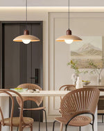 Charger l'image dans la visionneuse de galerie, Wood-Tone Metal Glass Plug-In Pendant