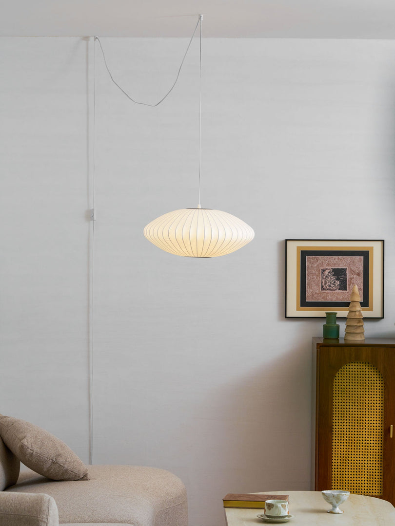 White Geometric Wire Swag Pendant Light
