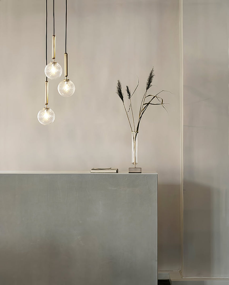 Rounded Brass Glass Plug-In Pendant Light