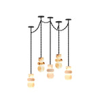 Bild in Gallery-Viewer laden, Black Metal Alabaster Chain Swag Chandelier