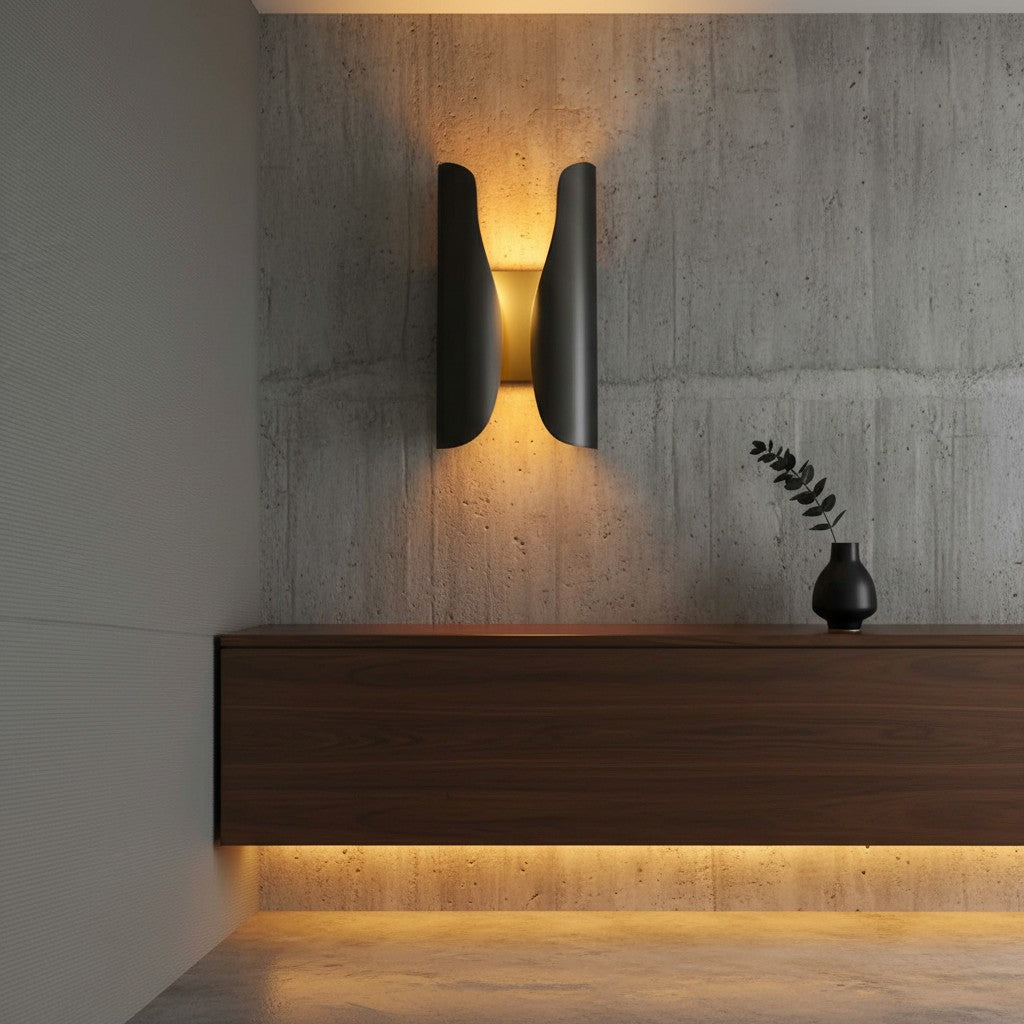 Aplique de Pared Artístico Escultural Auregon – Lámpara de Pared de Metal Enrollado Abstracto para Pasillo o Sala de Estar