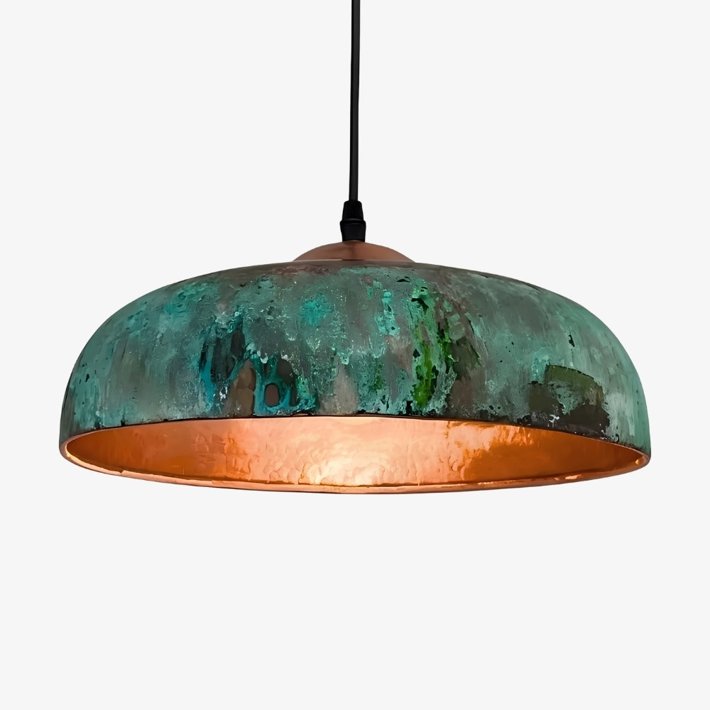 Aerugix Vintage Hammered Copper Dome Pendant Light - Natural Metallic Finish for Dining Room