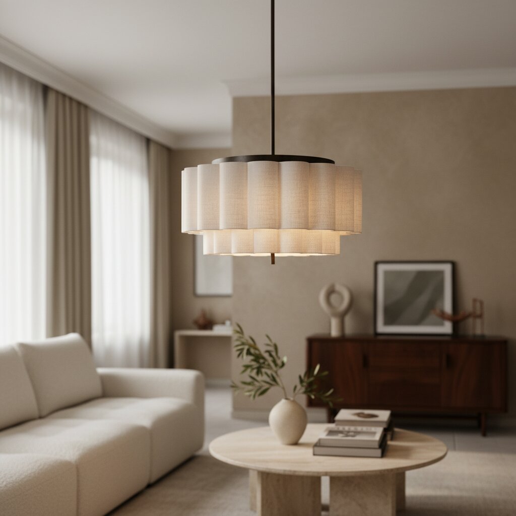 Linbron Deckenleuchte in Fächerform – Modernes Leinen und Metall für Esszimmer und Wohnzimmer