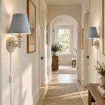 Charger l'image dans la visionneuse de galerie, Rowan No-Wire Flat Drum Shade Wall Sconce – Plug-In Fabric Wall Light