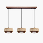 Cargar imagen en el visor de la Galería, three head natural travertine walnut pendant light