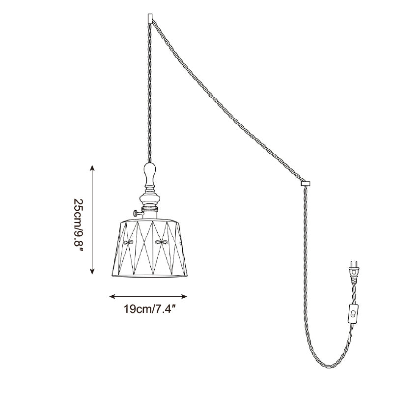 Wood Finial Ceramic Plug-In Swag Pendant