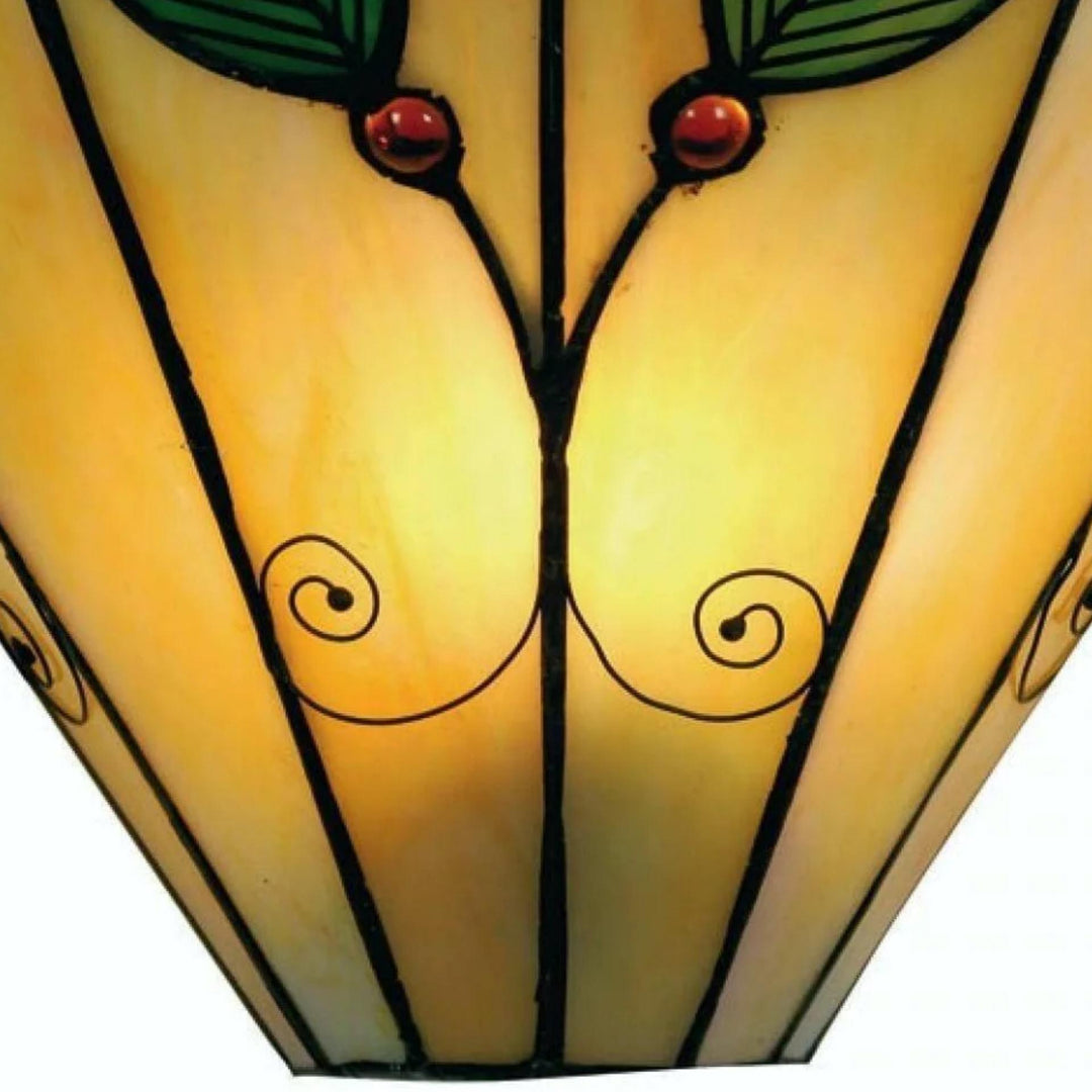 TiffStar Art Nouveau Leaf Motif Tiffany Wall Sconce - Vintage Inspired Accent Lighting for Hallway and Living Room