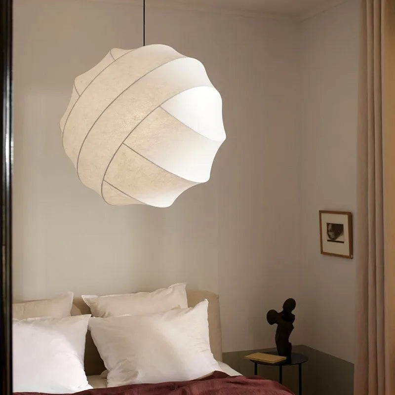 Suspension Japandi Wabi Sabi en soie boule