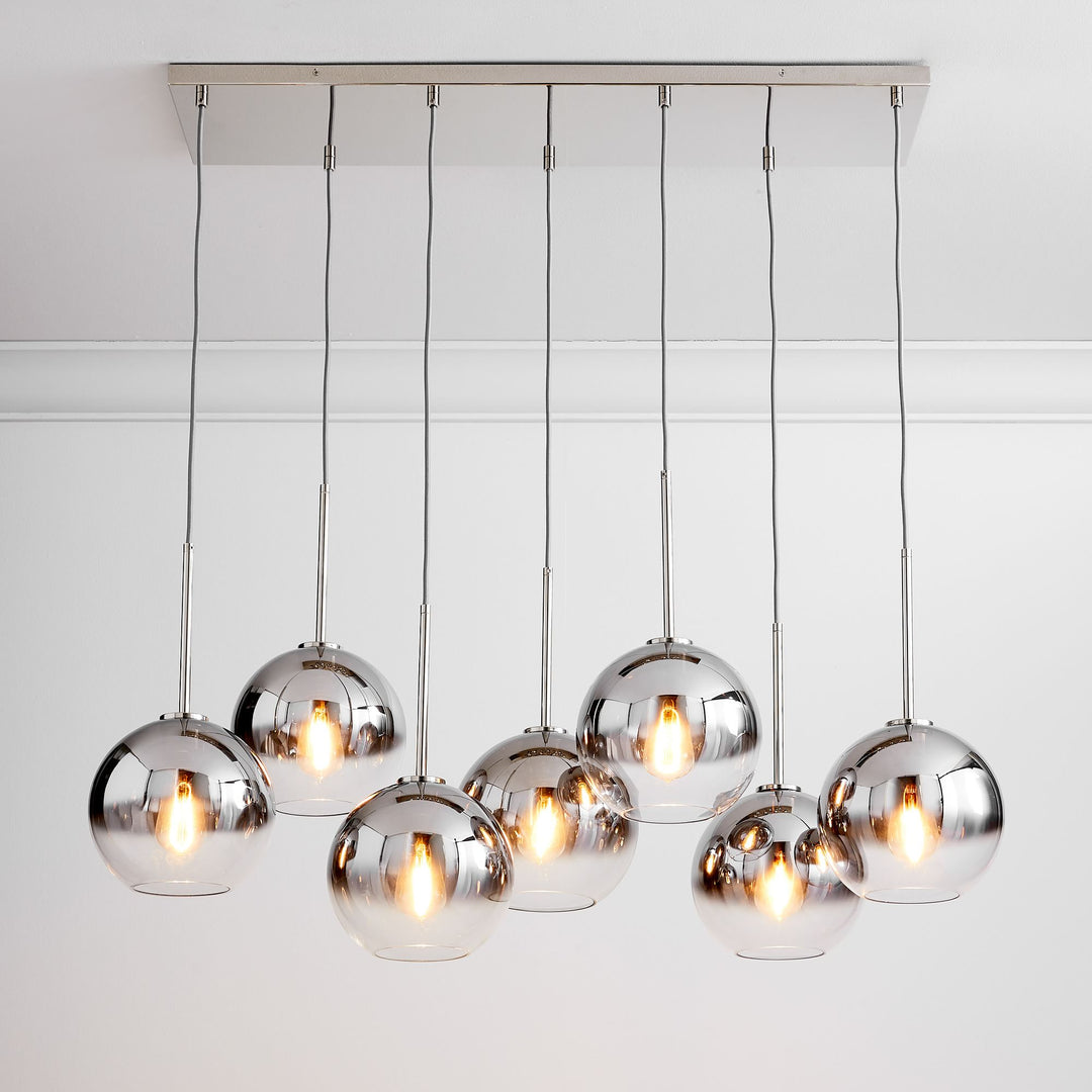 Selvion Eleganter 7-Licht Kugel Kronleuchter – Glas Pendelleuchte