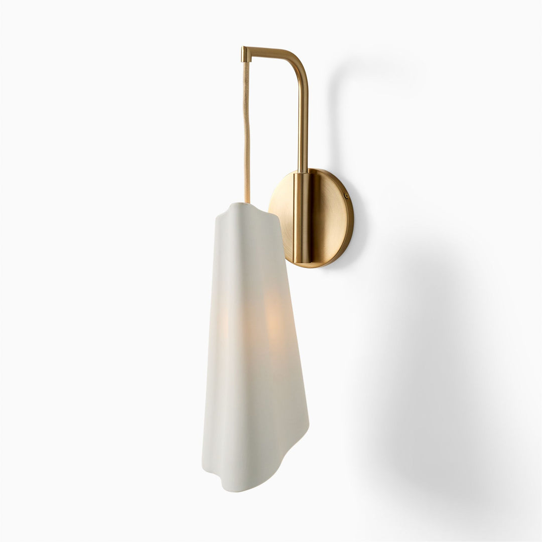 Aplique de pared elegante Orovia: cerámica, vidrio y metal, latón champán