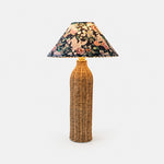 Bild in Gallery-Viewer laden, Dimmable woven rattan table lamp with botanical bird fabric shade