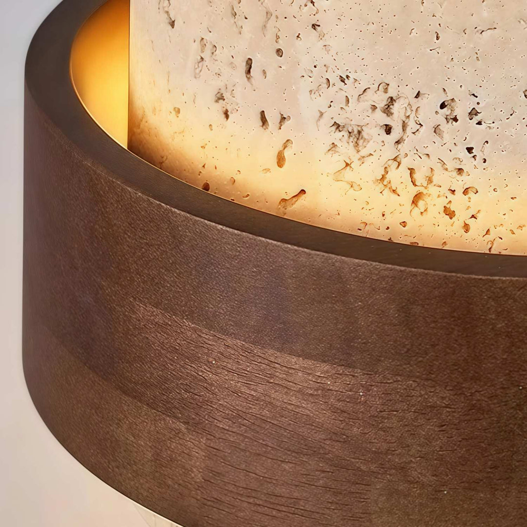 Lámpara de Techo de Travertino MokuStone Wabi Sabi - Iluminación Empotrada de Piedra Texturizada para el Hogar
