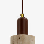 Cargar imagen en el visor de la Galería, Lámpara colgante minimalista japonesa de madera y travertino WabiLum - Iluminación elegante para el dormitorio