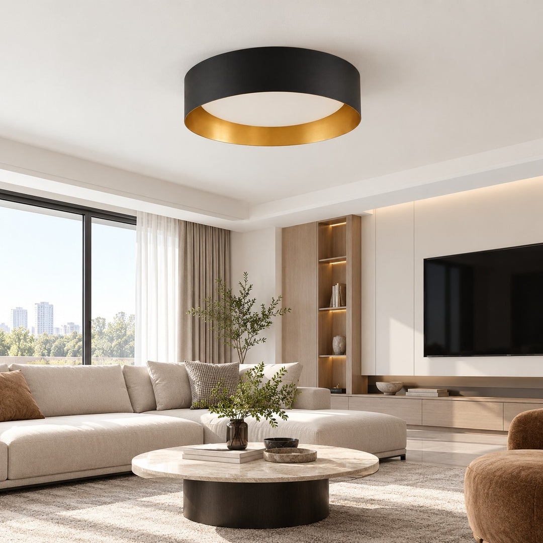 Close Ceiling Diffused Shade Metal Canopy Semi-Flush Mount