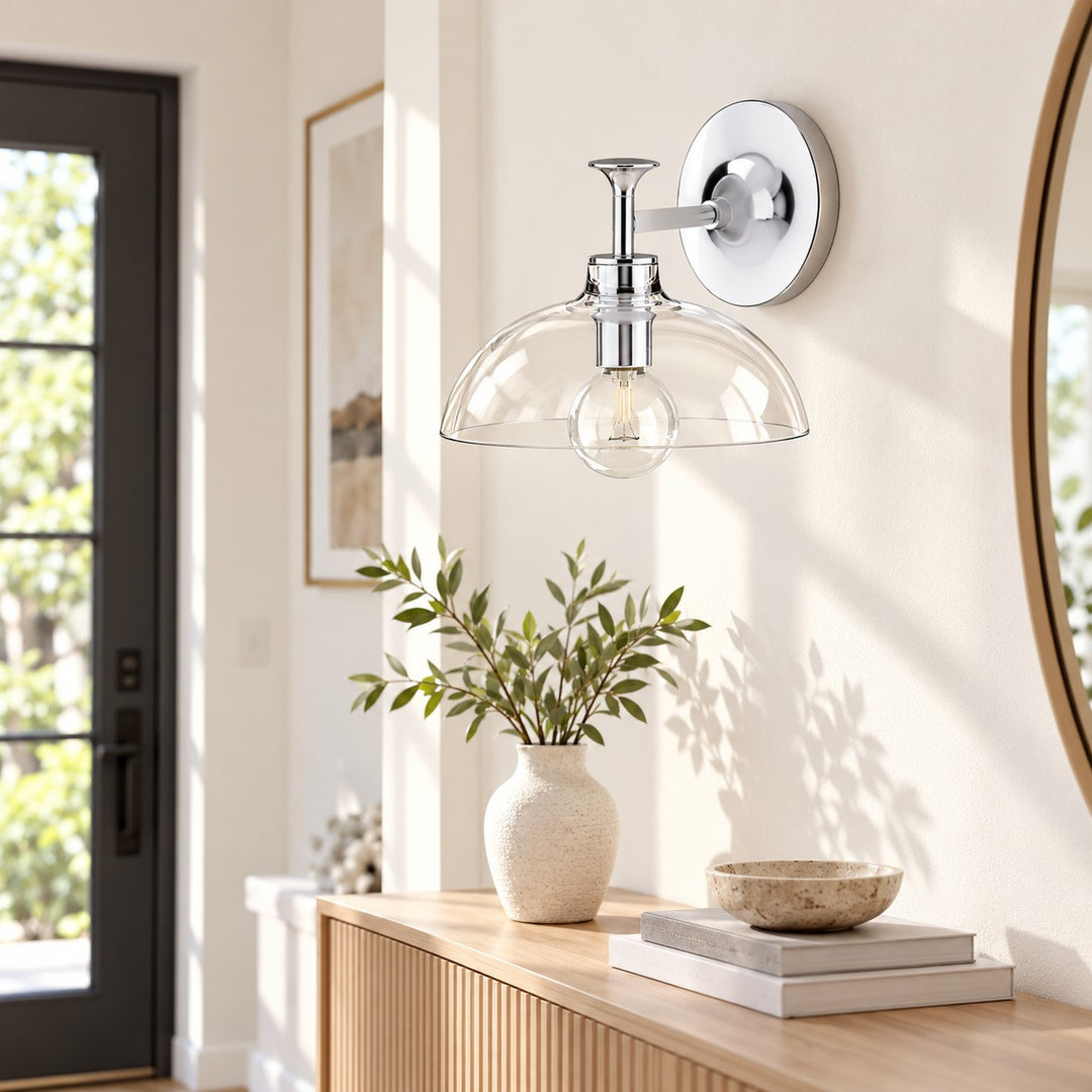 Glass Dome Trumpet Foot Metal Base Vanity Light