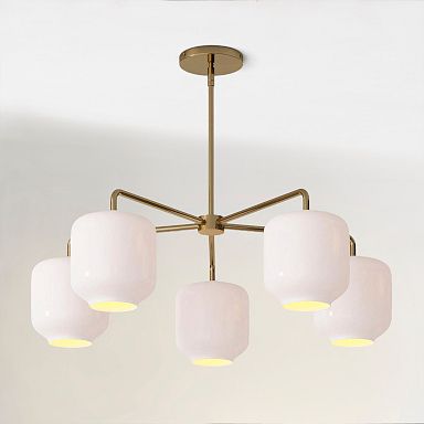 Lumivelle 5-Light Glass Chandelier – Modern Metal Round Lighting
