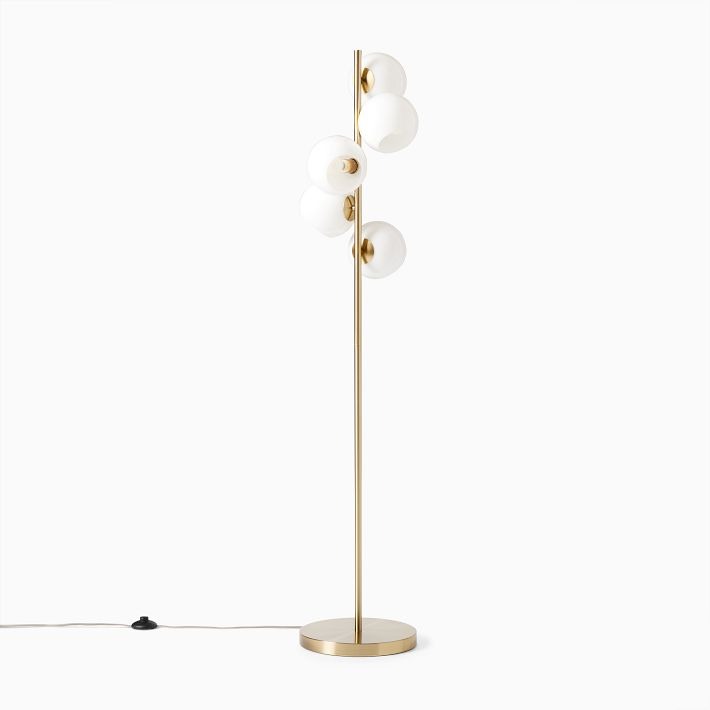 Brina Multi-Light Glass Floor Lamp - Brass and Milk Glass Lighting