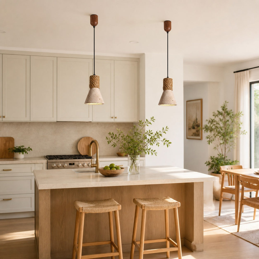 Wabi Sabi Stone Pendant Light, Warm LED Ceiling Lamp for Bedroom, Dining Bar and Kitchen Island