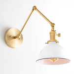 Cargar imagen en el visor de la Galería, Conique Metal Vintage Industrial Swing Arm Wall Lamp - Adjustable Dome Shade for Study
