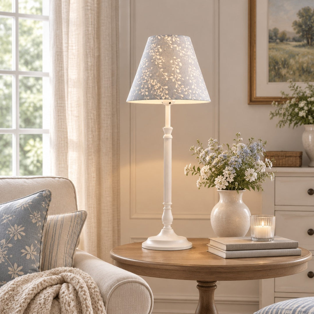 French Country Fabric Metal Table Lamp