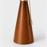 Bild in Gallery-Viewer laden, Detail view of the wood lamp body and pull chain