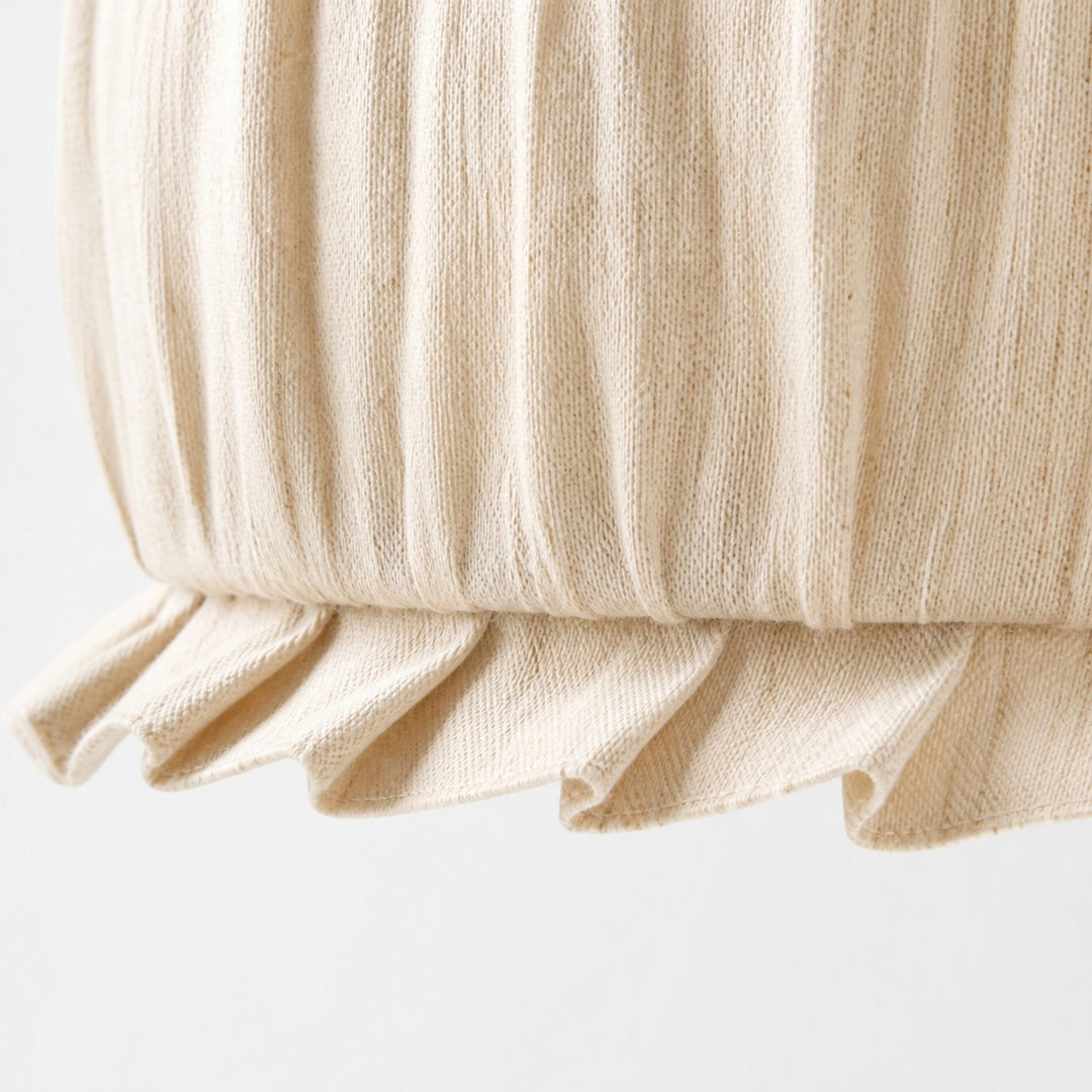 Pleated Fabric Pendant Light with Wood Canopy