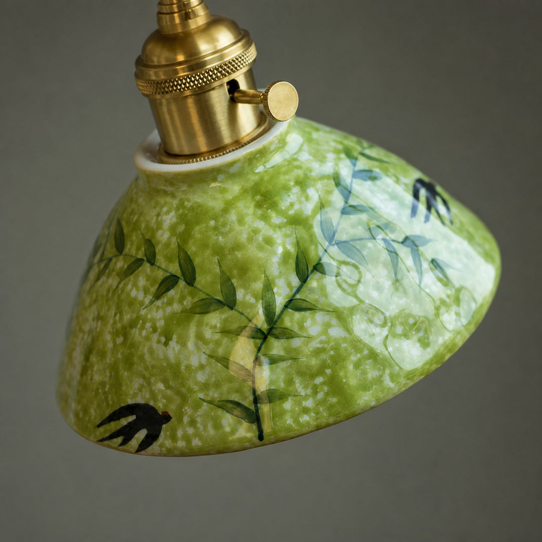 Rounded Dome - green ceramic glaze and rim detail