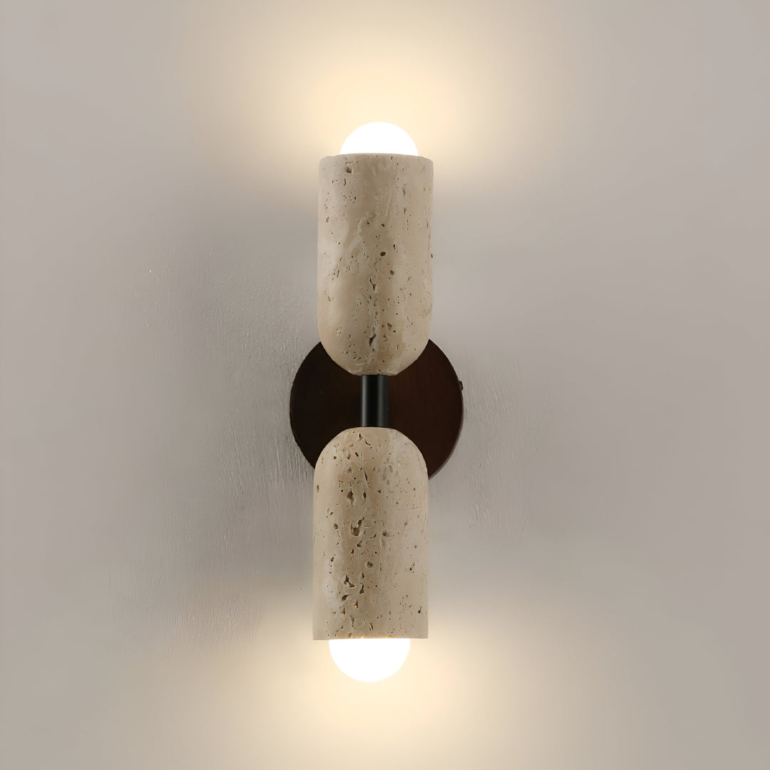 Merrill Travertin und Holz LED Wandleuchte
