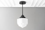 Cargar imagen en el visor de la Galería, Geotower Glass Skyscraper Shade Art Deco Pendant Light – Modern Industrial Ceiling Lamp for Living Room
