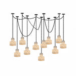 Charger l'image dans la visionneuse de galerie, Black Metal Alabaster Frosted Shade Hardwired Chandelier