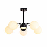 Load image into Gallery viewer, Standard black 5-light milk glass chandelier
