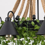 Load image into Gallery viewer, Rope and Greenery Wagon Wheel Chandelier