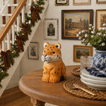 Load image into Gallery viewer, Wooden leopard figurine styled on a table
