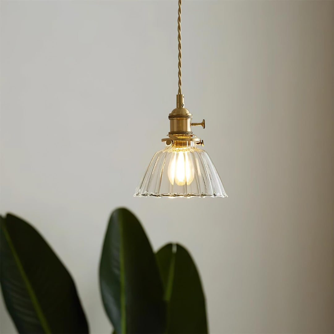 Brass Glass Hardwired Pendant Lamp