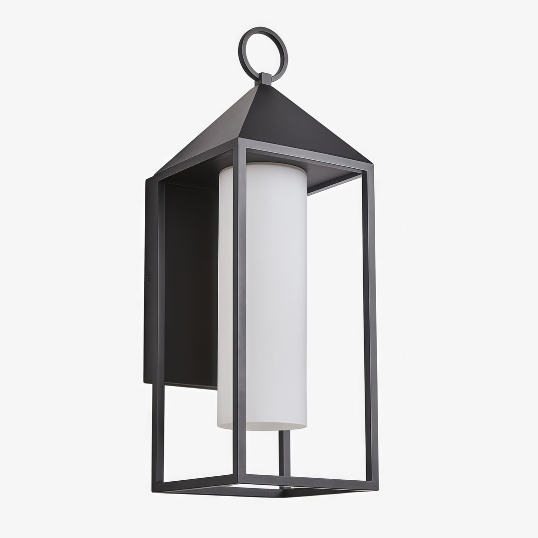 Allora Black Outdoor Wall Lamp with White Glass Shade