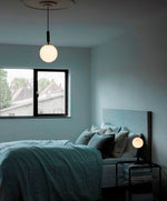 Load image into Gallery viewer, Spherical Brass Glass Plug-In Swag Pendant