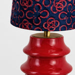 Load image into Gallery viewer, Embroidered Fabric and Sculptural Ceramic Table Lamp