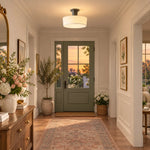 Cargar imagen en el visor de la Galería, Modern Brass Fabric Flush Mount Ceiling Light