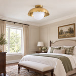 Cargar imagen en el visor de la Galería, Scalloped Metal Brass Trim Globe Shade Flush Mount
