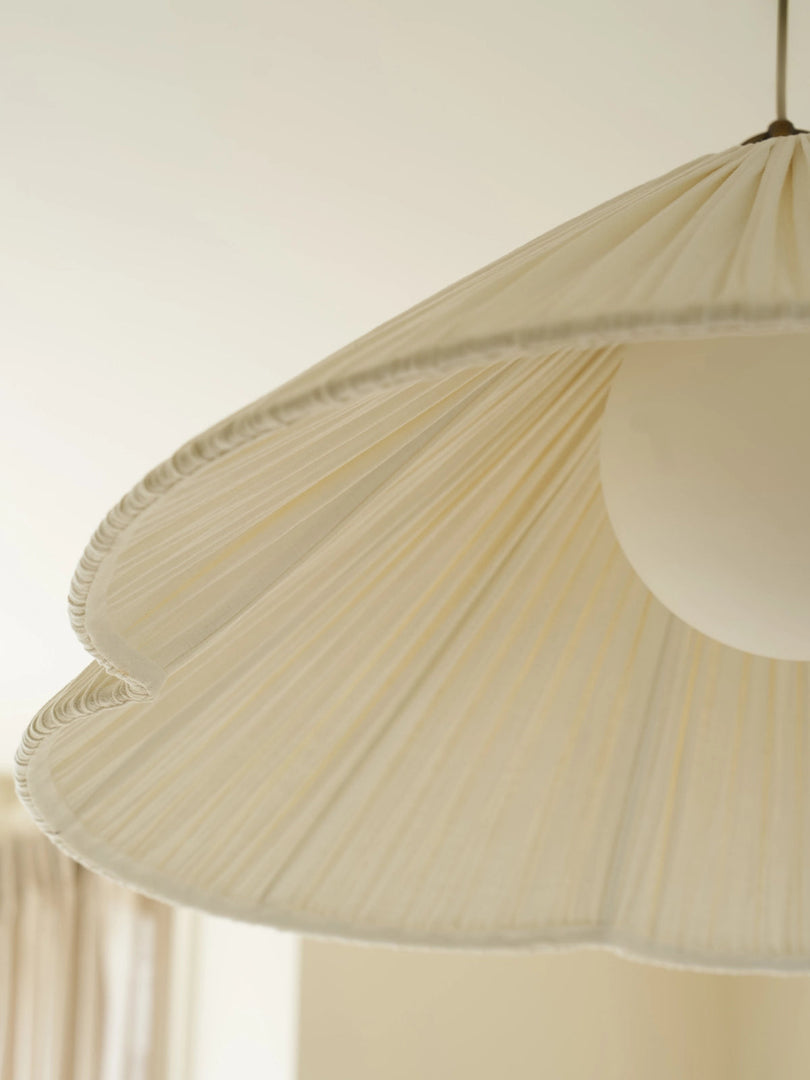 Luminella Soft Pleated Scalloped Fabric Pendant – Modern Sculptural Ceiling Light for Living Room