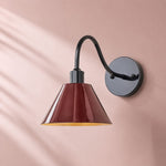 Load image into Gallery viewer, Industrial Modern Tapered Brass Gooseneck Sconce with Metal Silhouette