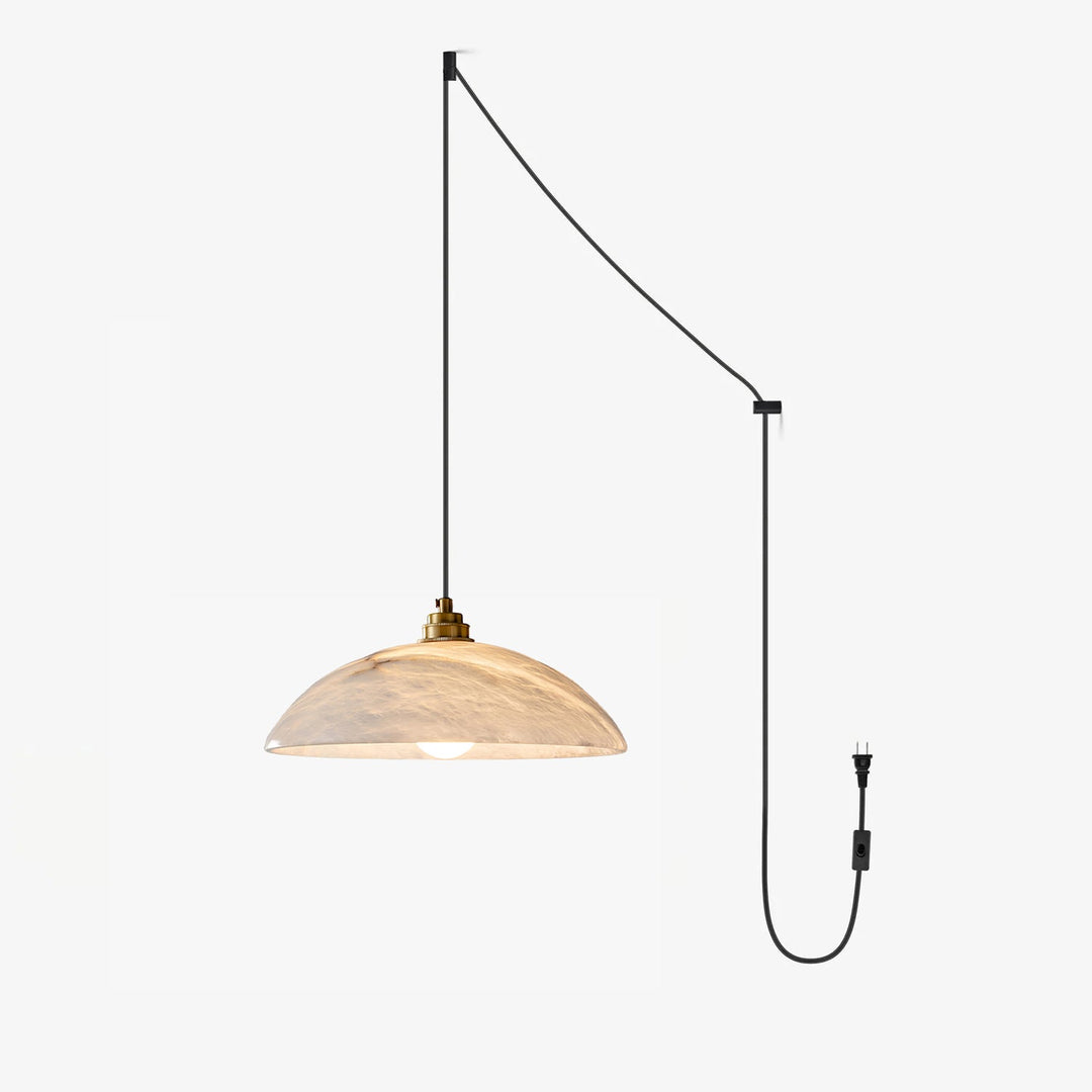 Natural Stone Plug-In Swag Pendant Light