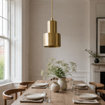 Load image into Gallery viewer, Vintage brass pendant lamp above a dining table