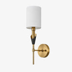 Cargar imagen en el visor de la Galería, Antique brass single-head wall lamp with fabric shade