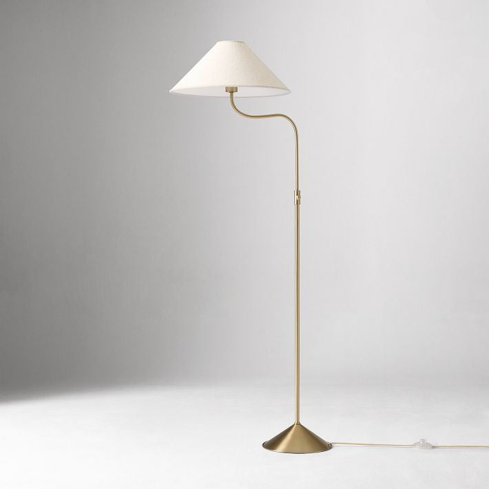 Lámpara de pie elegante Fibura con pantalla de lino en bronce champán: añade calidez
