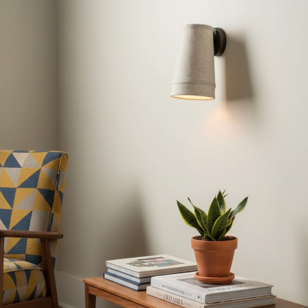 Zalen Weiche Retro-Leinen-Wandlampe aus bronzenem Metall für Wohnzimmer- und Flur-Akzentbeleuchtung
