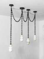 Bild in Gallery-Viewer laden, Black Metal Alabaster Chain Swag Chandelier