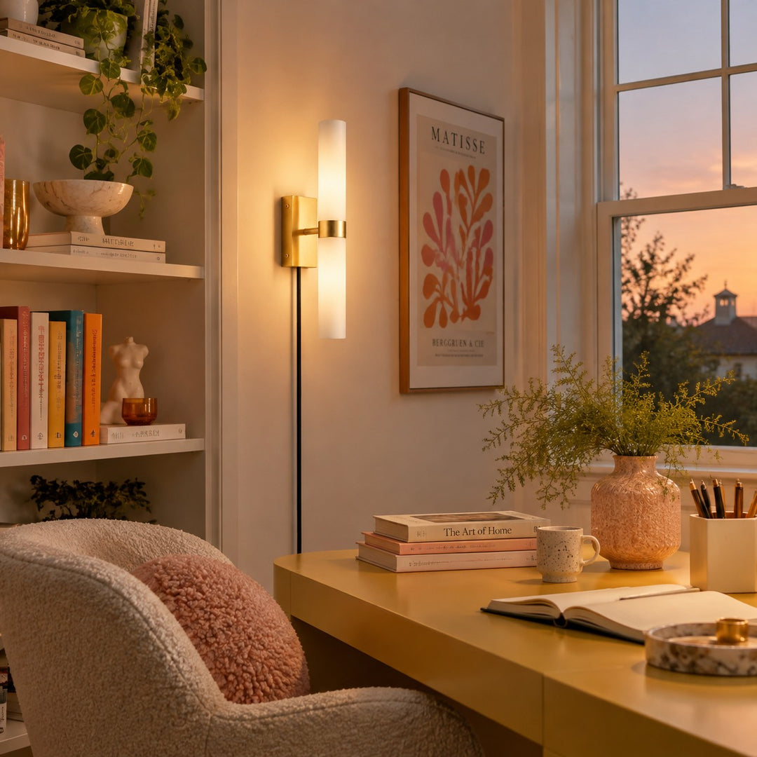Modern Double Tube Design Plug-In Wall Sconce