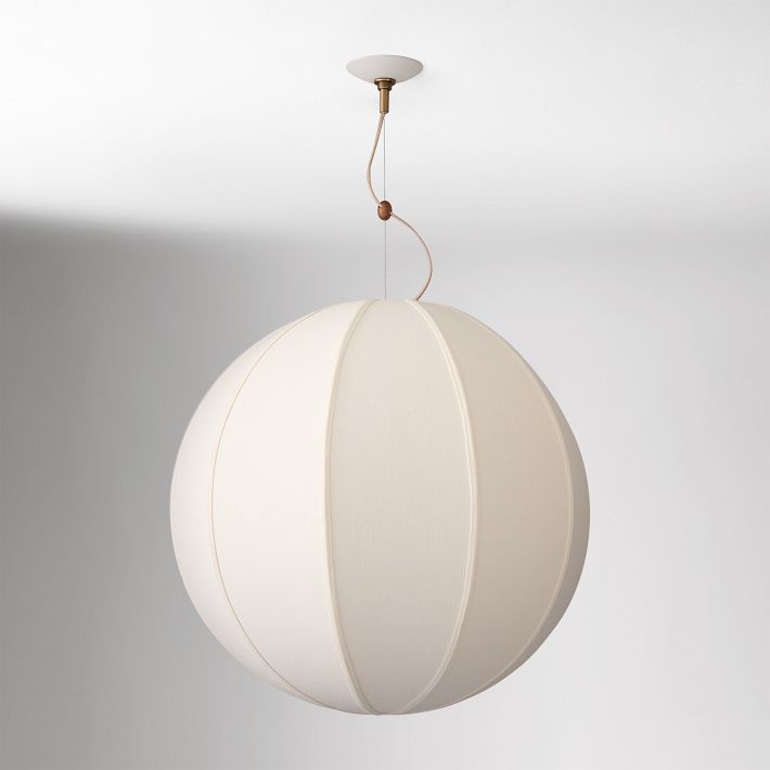Lámpara colgante Alvian: pantalla de lino con altura ajustable para un comedor acogedor