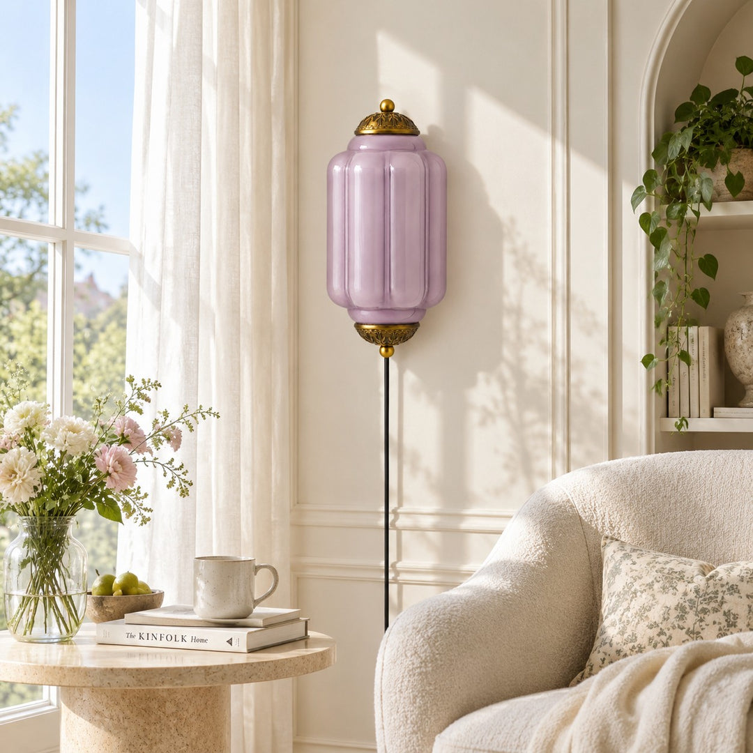 Eloise Fluted Leaf-Relief Plug-In Wall Sconce